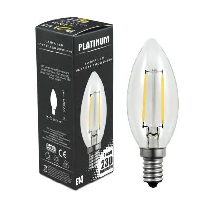 LED-polttimo FILAMENT C37 E14/2W/230V 3000K