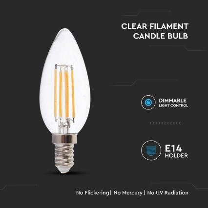 LED-polttimo FILAMENT E14/5,5W/230V 4000K