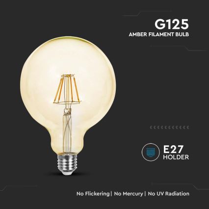 LED-polttimo FILAMENT G125 E27/12W/230V 2200K