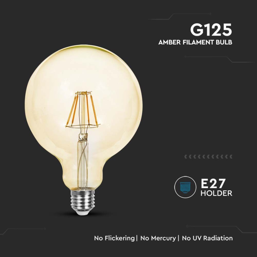 LED-polttimo FILAMENT G125 E27/12W/230V 2200K