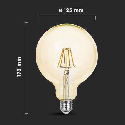 LED-polttimo FILAMENT G125 E27/12W/230V 2200K