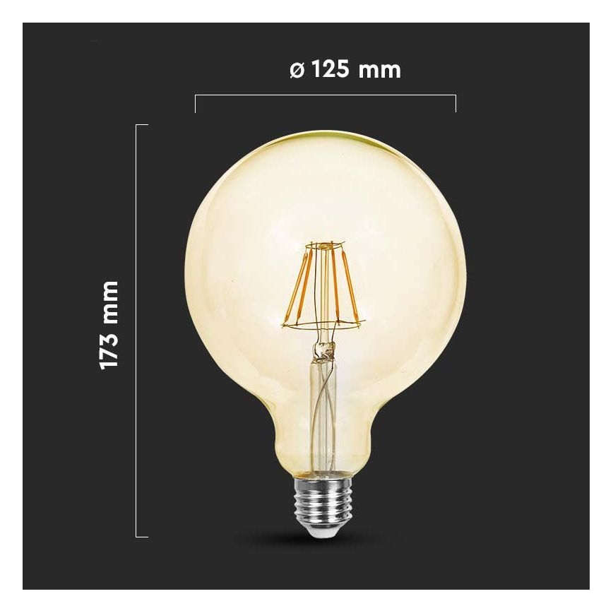 LED-polttimo FILAMENT G125 E27/12W/230V 2200K