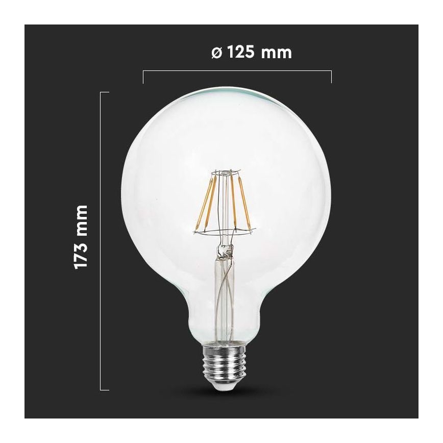 LED-polttimo FILAMENT G125 E27/12W/230V 3000K