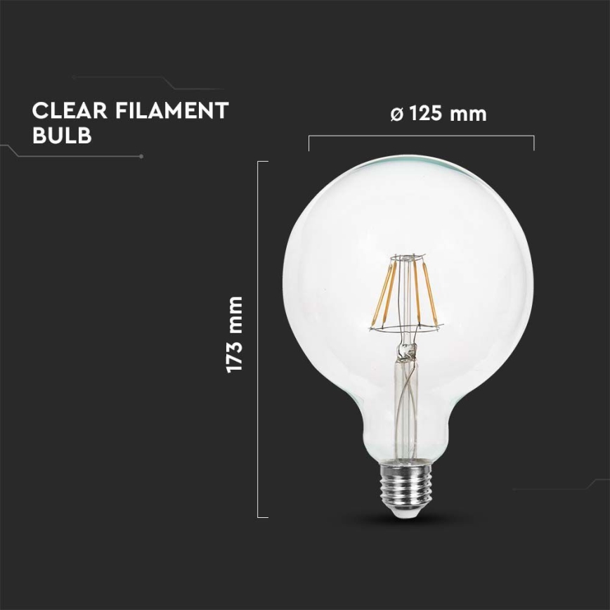 LED-polttimo FILAMENT G125 E27/12W/230V 4000K
