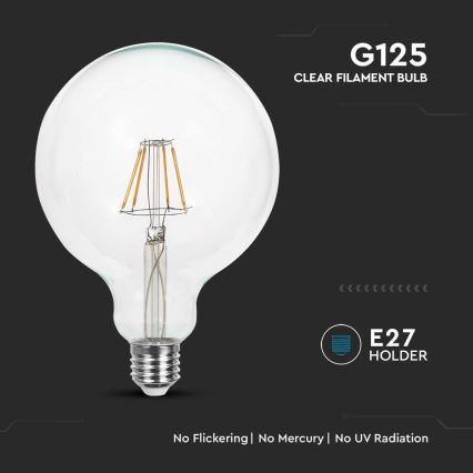 LED-polttimo FILAMENT G125 E27/12W/230V 6500K