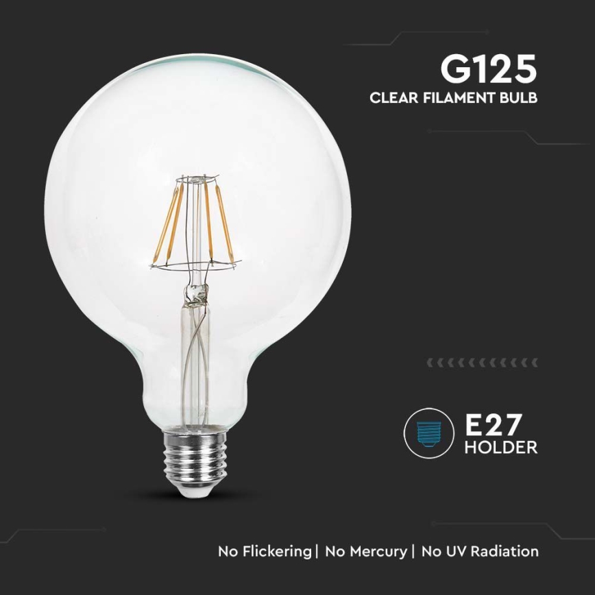 LED-polttimo FILAMENT G125 E27/12W/230V 6500K
