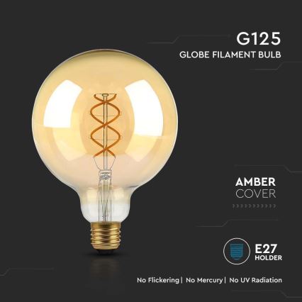 LED-polttimo FILAMENT G125 E27/5W/230V 1800K