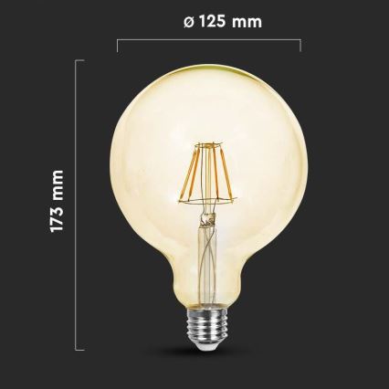 LED-polttimo FILAMENT G125 E27/6W/230V 2200K