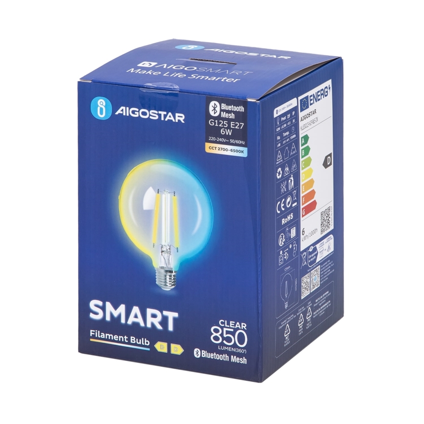 Himmennettävä LED-polttimo FILAMENT MESH Älykäs G125 E27/6W/230V 2700-6500K - Aigostar