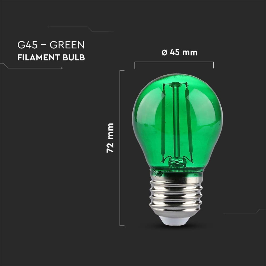 LED-polttimo FILAMENT G45 E27/2W/230V vihreä