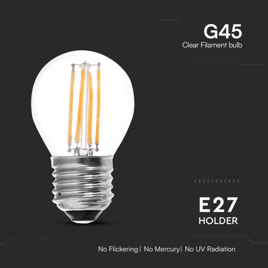 LED-polttimo FILAMENT G45 E27/6W/230V 4000K