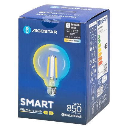Himmennettävä LED-polttimo FILAMENT MESH Älykäs G95 E27/6W/230V 2700-6500K - Aigostar