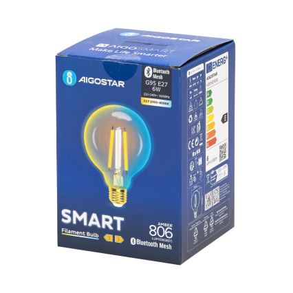 Himmennettävä LED-polttimo FILAMENT MESH Älykäs G95 E27/6W/230V 2700-6500K - Aigostar