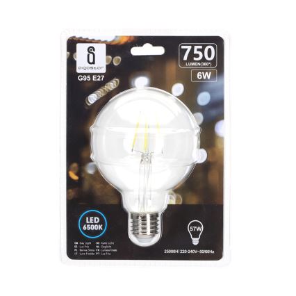 LED-polttimo FILAMENT G95 E27/6W/230V 6500K - Aigostar