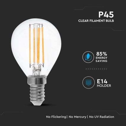 LED-polttimo FILAMENT P45 E14/6W/230V 2700K
