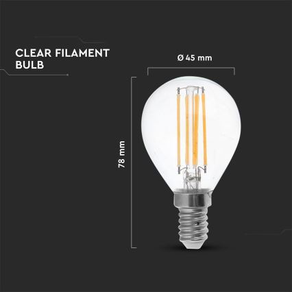 LED-polttimo FILAMENT P45 E14/6W/230V 2700K