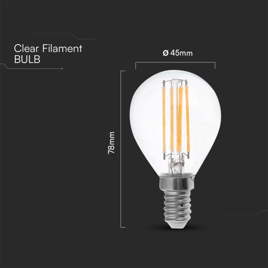 LED-polttimo FILAMENT P45 E14/6W/230V 6500K