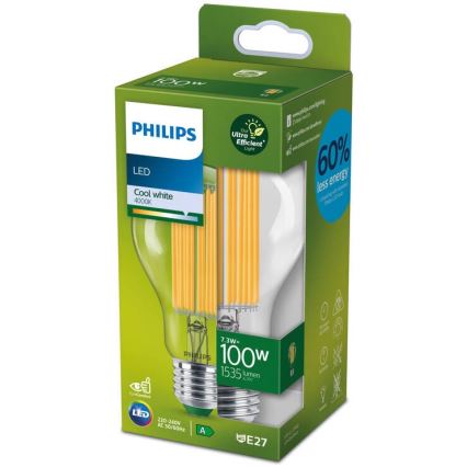 LED-polttimo FILAMENT Philips A60 E27/7,3W/230V 4000K