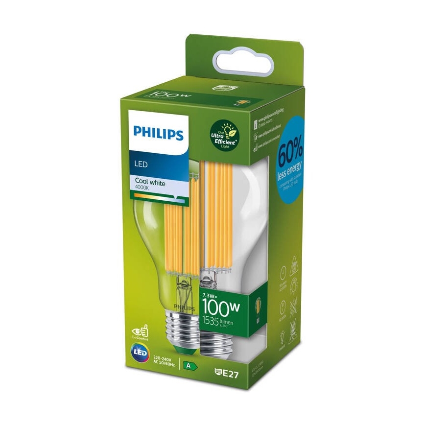 LED-polttimo FILAMENT Philips A60 E27/7,3W/230V 4000K