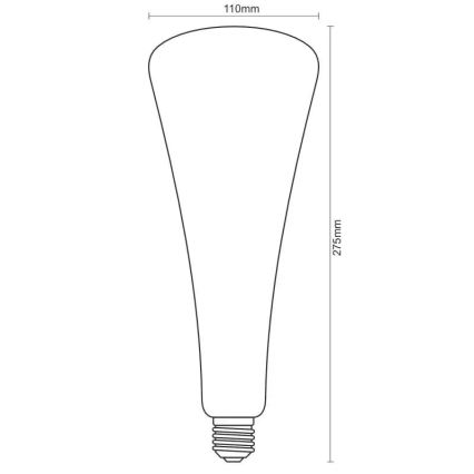 LED-polttimo FILAMENT SHAPE T110 E27/5W/230V 1800K sininen