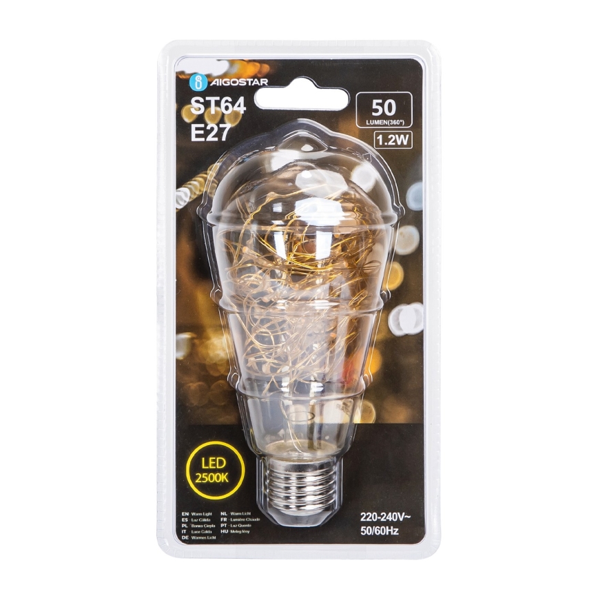 LED-polttimo FILAMENT ST64 E27/1,2W/230V 2500K - Aigostar