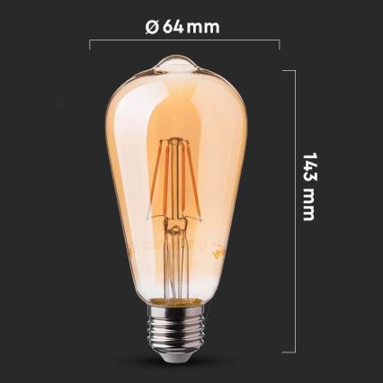 LED-polttimo FILAMENT ST64 E27/6W/230V 2200K