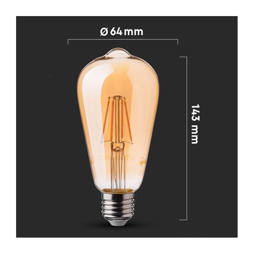 LED-polttimo FILAMENT ST64 E27/6W/230V 2200K