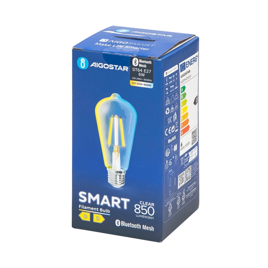 Himmennettävä LED-polttimo FILAMENT MESH Älykäs ST64 E27/6W/230V 2700-6500K - Aigostar