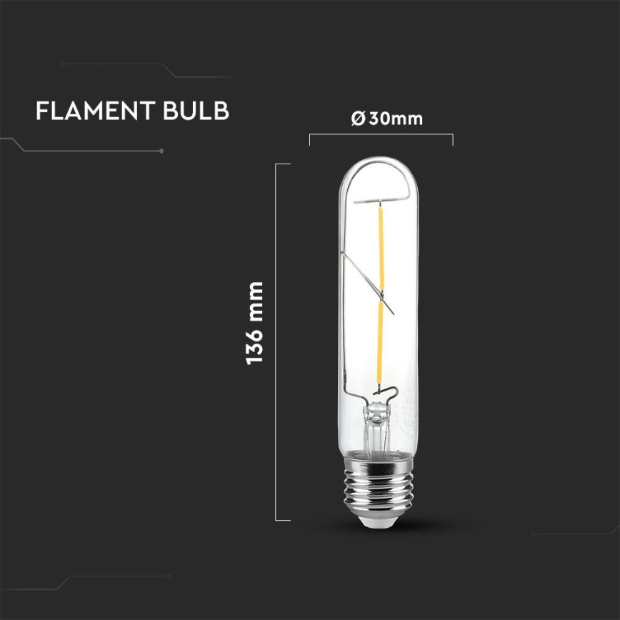 LED-polttimo FILAMENT T30 E27/2W/230V 3000K