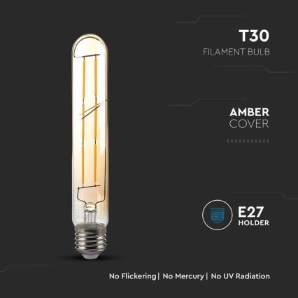 LED-polttimo FILAMENT T30 E27/6W/230V 2200K