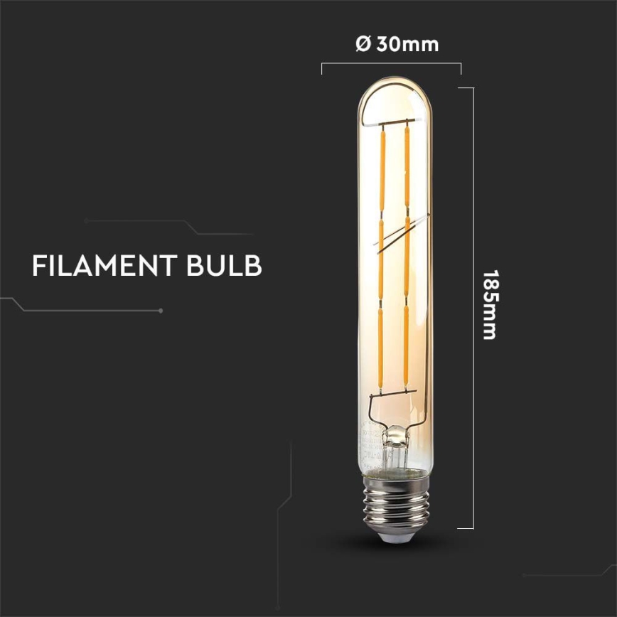 LED-polttimo FILAMENT T30 E27/6W/230V 2200K