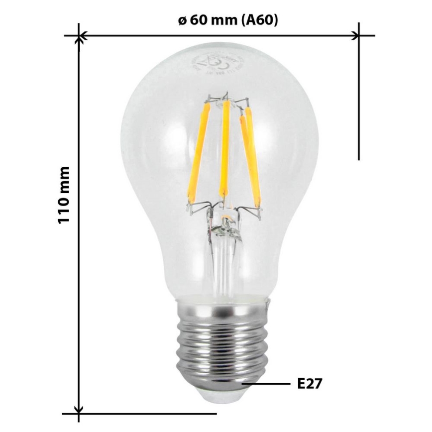 LED Polttimo FILAMENT VINTAGE A60 E27/7W/230V 2700K