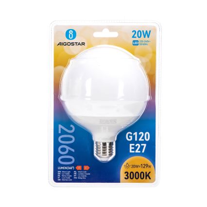 LED-polttimo G120 E27/20W/230V 3000K - Aigostar
