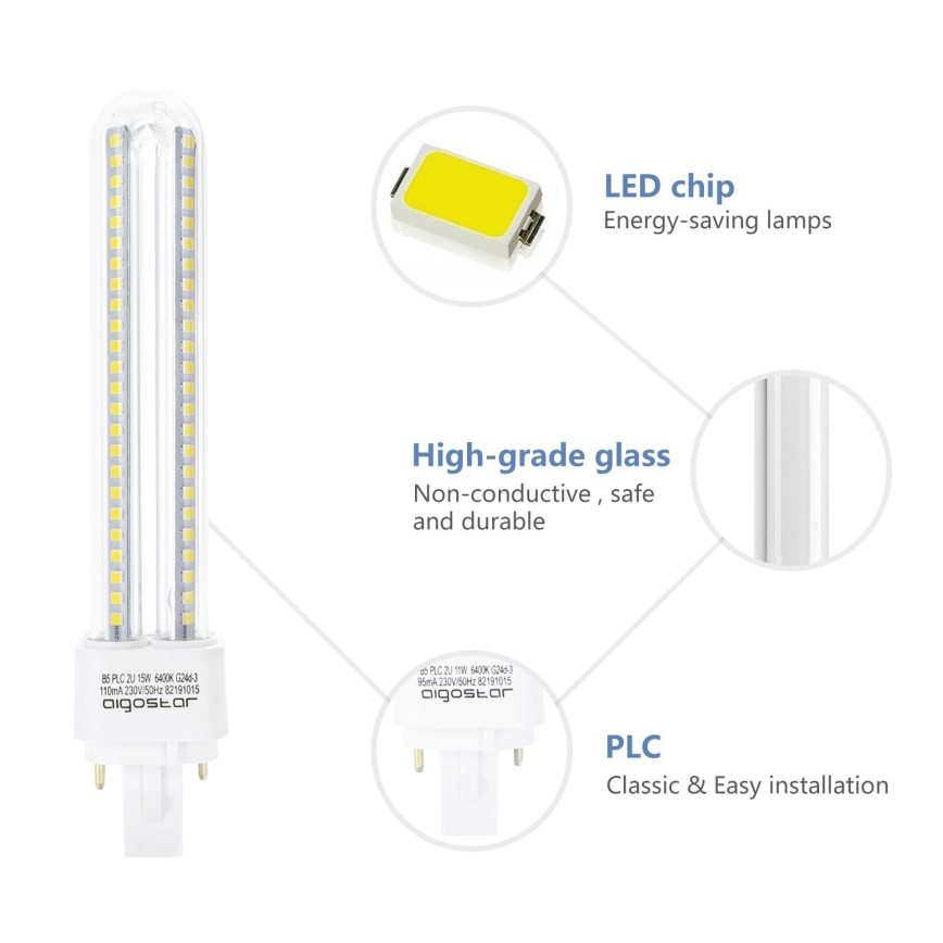 LED-polttimo G24D-3/15W/230V 6500K - Aigostar
