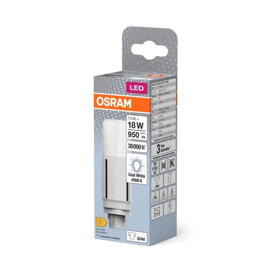 LED-polttimo G24d/7,5W/230V 4000K - Osram