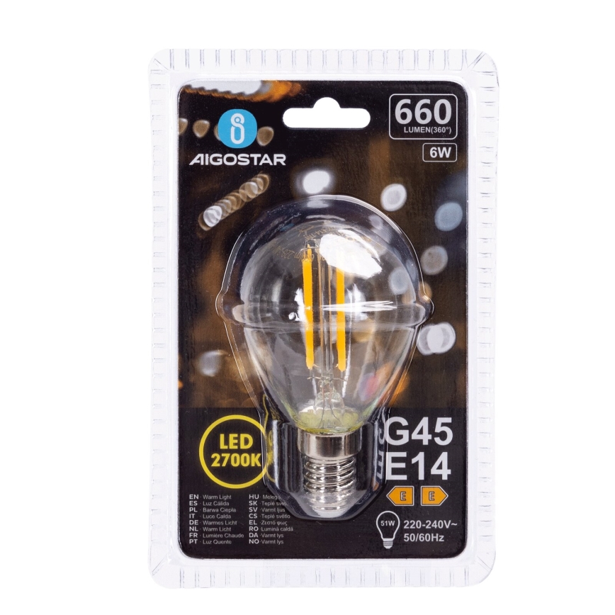 LED-polttimo G45 E14/6W/230V 2700K - Aigostar