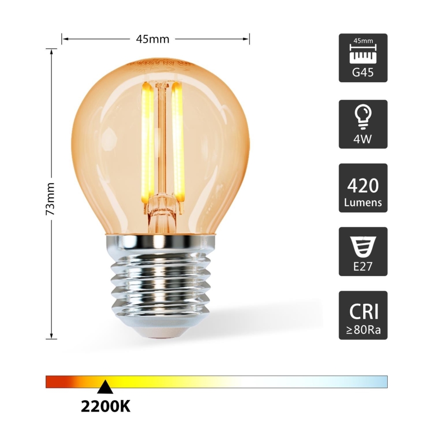 LED-polttimo G45 E27/4W/230V 2200K - Aigostar