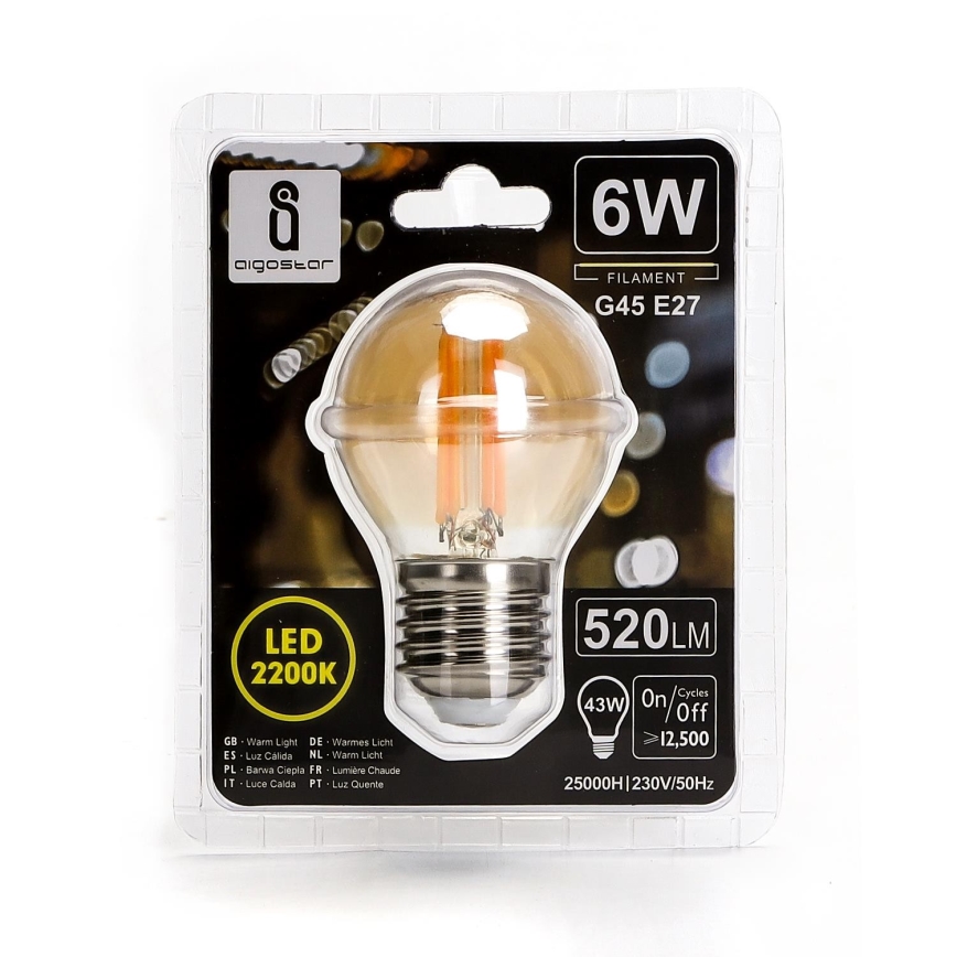 LED-polttimo G45 E27/6W/230V 2200K - Aigostar