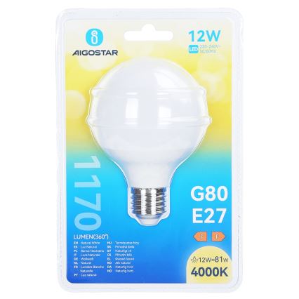 LED-polttimo G80 E27/12W/230V 4000K - Aigostar