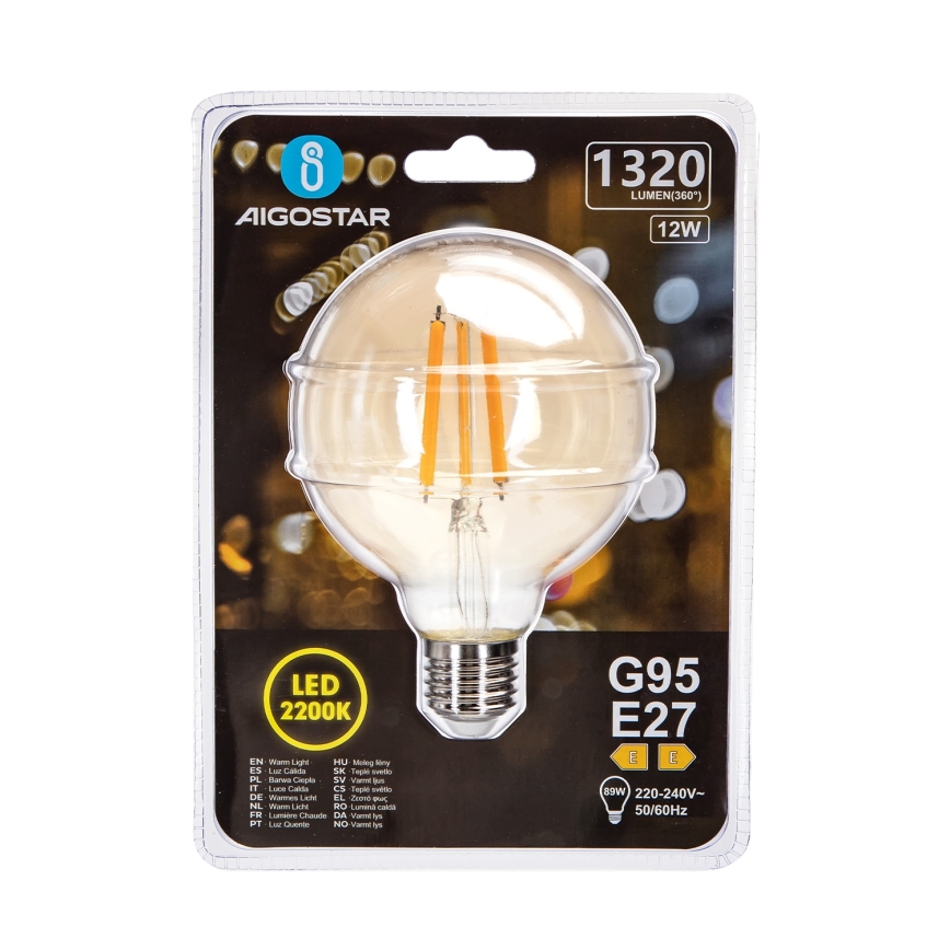 LED-polttimo G95 E27/12W/230V 2200K - Aigostar