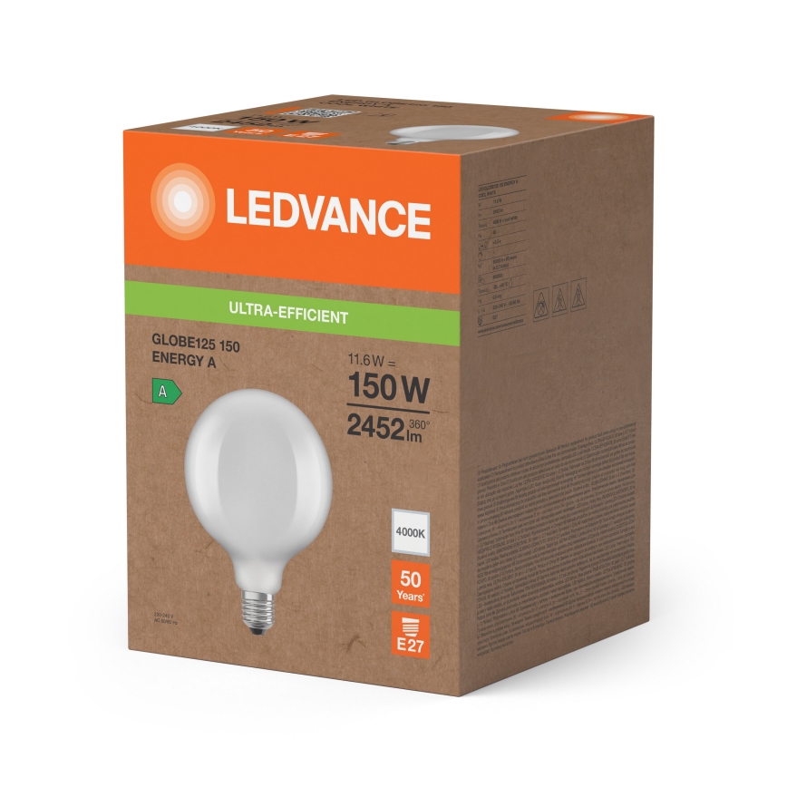 LED-polttimo GLOBE CLASSIC FILAMENT G125 E27/11,6W/230V 4000K - Ledvance