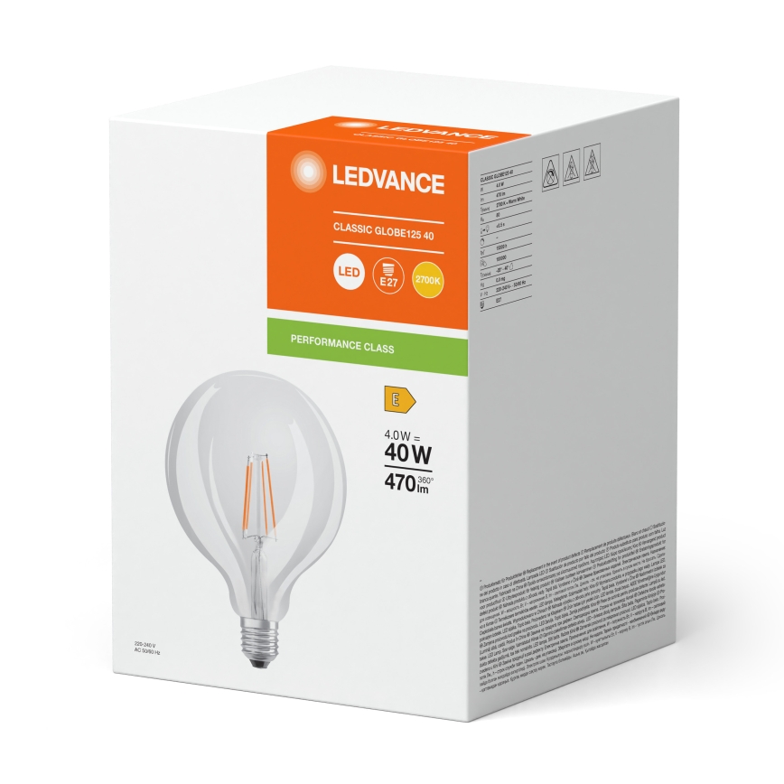 LED-polttimo GLOBE CLASSIC FILAMENT G125 E27/4W/230V 2700K - Ledvance