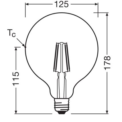 LED-polttimo GLOBE CLASSIC FILAMENT G125 E27/4W/230V 2700K - Ledvance