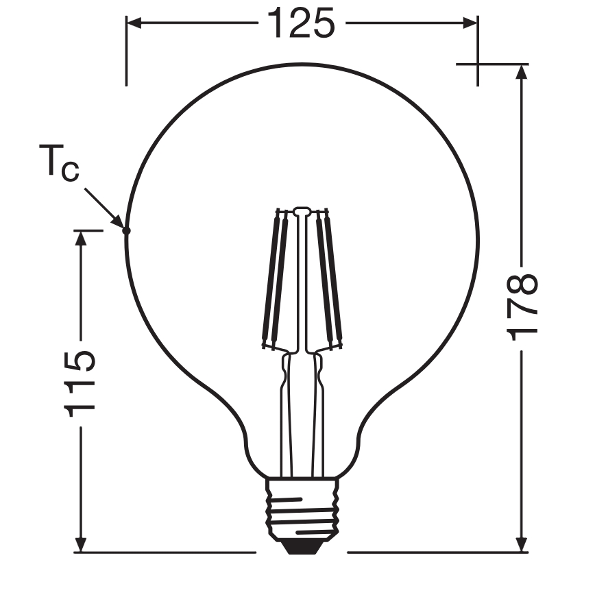LED-polttimo GLOBE CLASSIC FILAMENT G125 E27/4W/230V 2700K - Ledvance