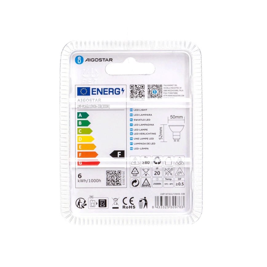LED-polttimo GU10/6W/230V 3000K - Aigostar