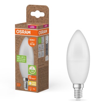 LED-polttimo kierrätysmuovista B39 E14/7,5W/230V 2700K - Osram