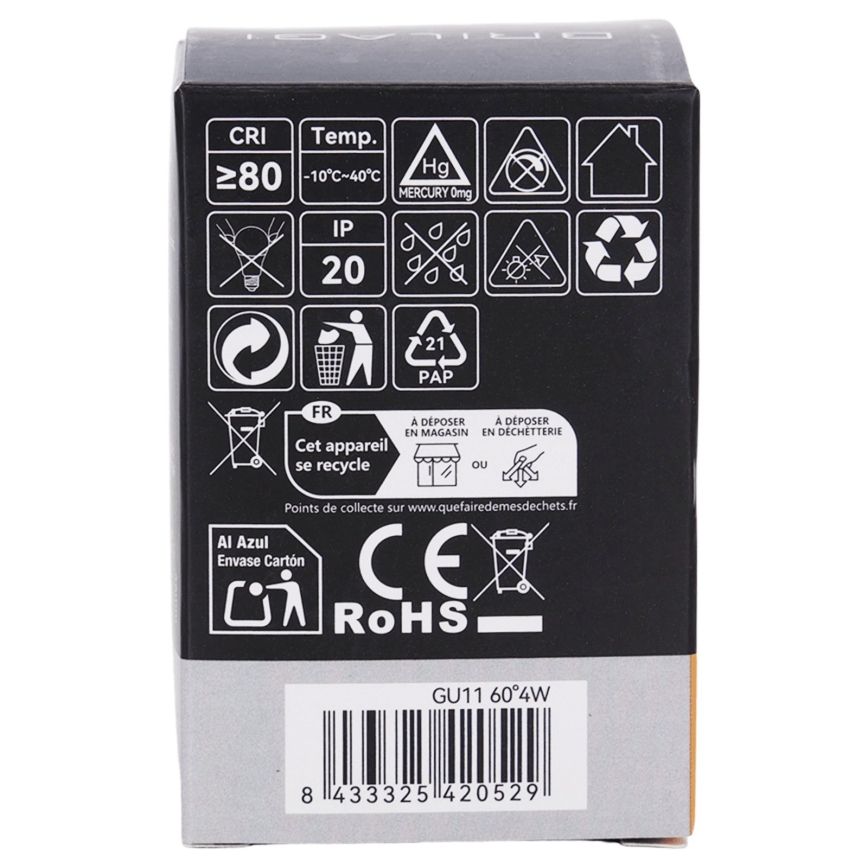 LED-polttimo MR11 GU10/4W/230V 3000K 60° musta - BRILAGI
