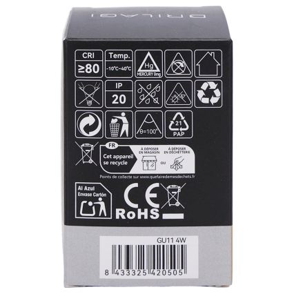 LED-polttimo MR11 GU10/4W/230V 3000K musta - BRILAGI