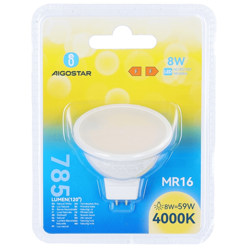 LED-polttimo MR16 GU5,3/8W/12V 4000K - Aigostar