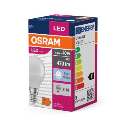 LED-polttimo P40 E14/4,9W/230V 4000K - Osram